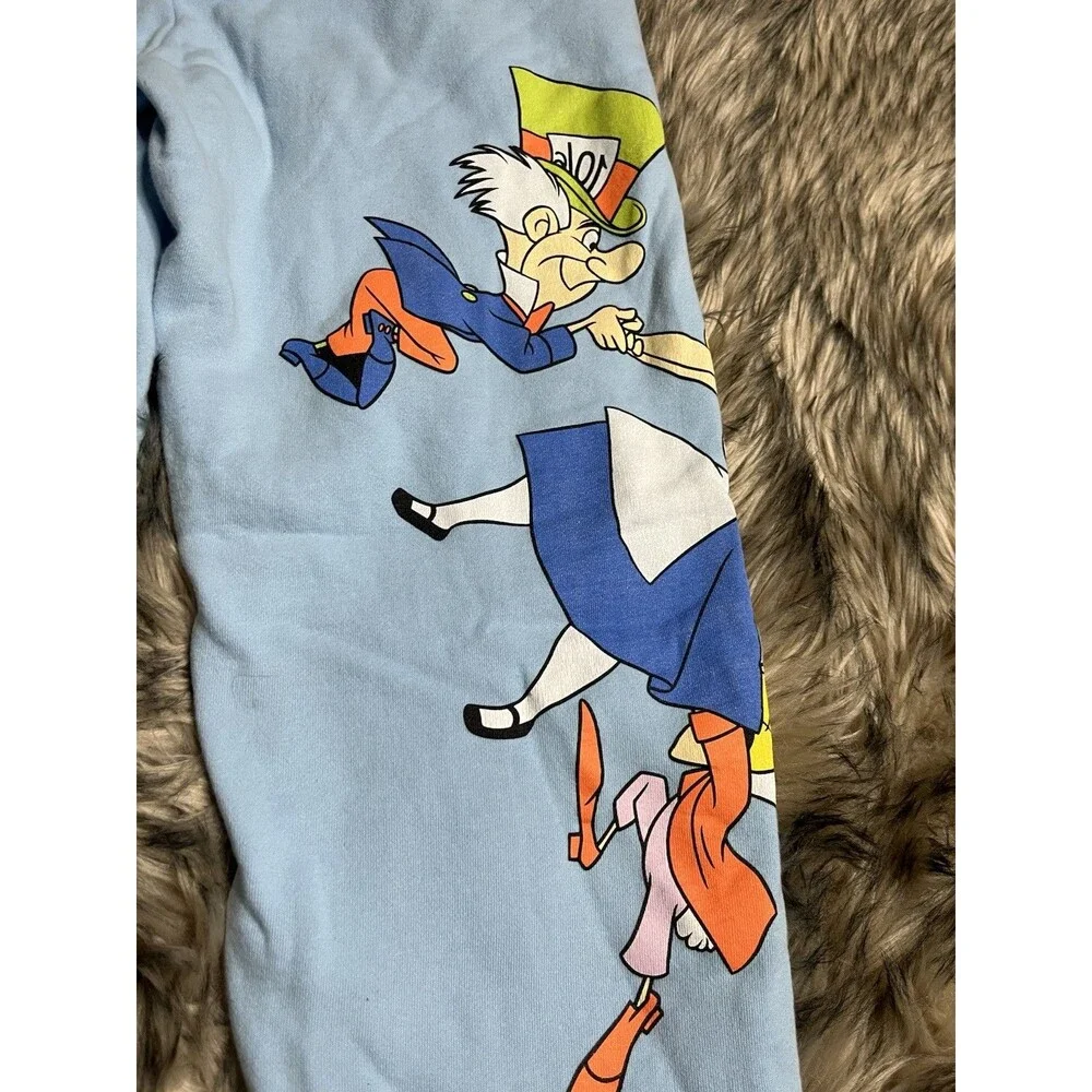 Disney Alice in Wonderland Graphic Sweatpants Light Blue Joggers Sz L Women